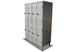 Locker acero, 4 Cuerpos, 8 Casilleros, medidas de 105 cms. frente x 45 cms. de fondo x 165 cms. de alto. www.yolae.cl