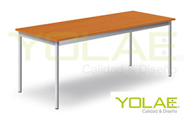 Mesa para Casino, Restaurante, Comedor, Bar, Pub para 4, 6, 5 (redonda), 8 y 10 Personas, de excelente calidad y garanatizadas por 1 año. Patas tubo 1 1/2x1.5 mm. bastidor perfil 40 x 20x1.5 mm. Cubierta aglomerado 18 mm. de espesor, enchapada en formica, color blanco o roble claro (madera) Canto de pvc 2 mm. de alto impacto. Estructura metalica con pintura electrostatica color negro o aluminio, regatones plasticos en la base de las patas. www.yolae.cl